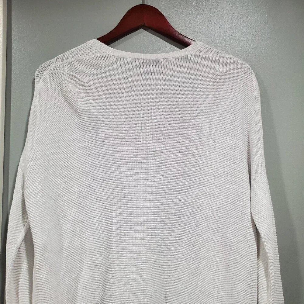 W By Worth Women's Ribbed Open Front Long Sleeve Cardigan Sweater White Pocket S